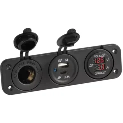 Hot Trem Voltmètre/Ampèremètre  + prise allume-cigare et USB-A + USB-C