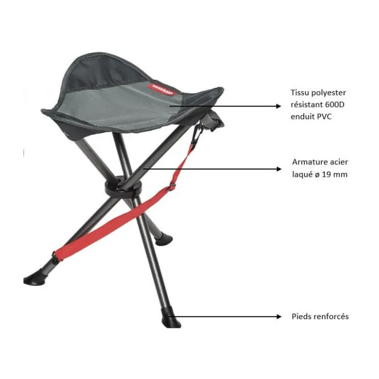 Trigano Tabouret 3 pieds acier
