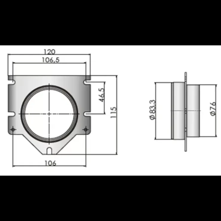 Hot Vetus Bride passe cloison ventilateur ø76mm
