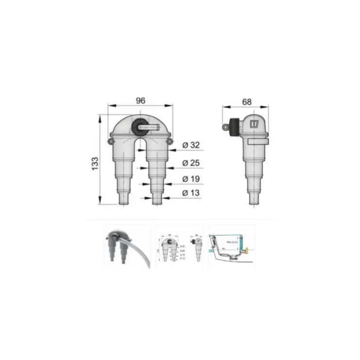 New Vetus Coude anti-siphon ø13 à 32 mm | A durite