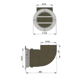 Vetus Grille inox avec manchon ø 104 mm (66cm²)