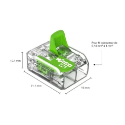 Wago 221 Green 2 entrées | pack de 10